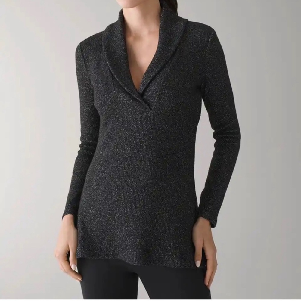 White House Black Market Shawl Snit Tunic Black NWT Small